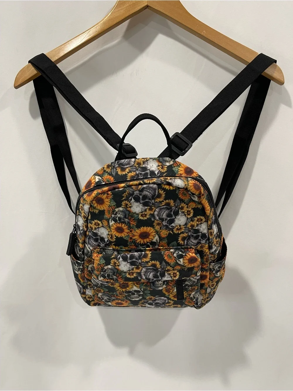 Sunflower Skull Print Mini Backpack